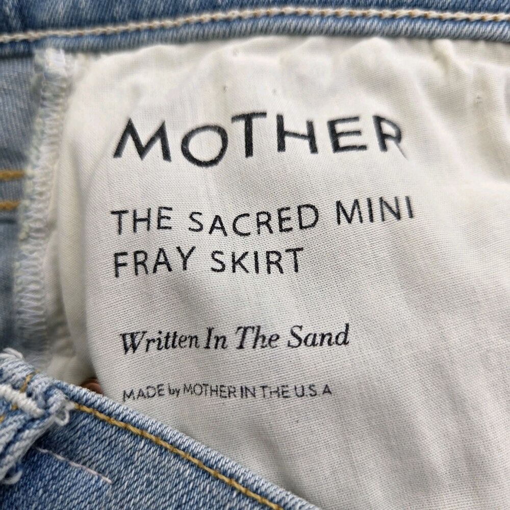 Mother Sacred Mini Fray Denim Skirt Written In The Sand Women’s Size 26 - Picture 7 of 11